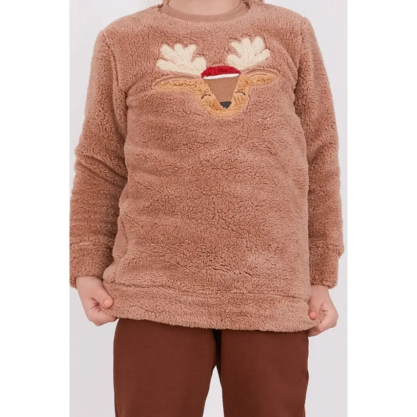Arnetta Kız Pijama Takımı Sütlü Kahve - 11