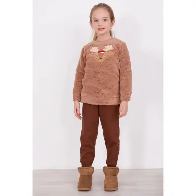 Arnetta Kız Pijama Takımı Sütlü Kahve - 13