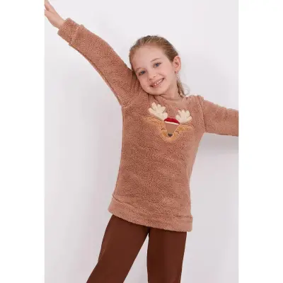 Arnetta Kız Pijama Takımı Sütlü Kahve - 8