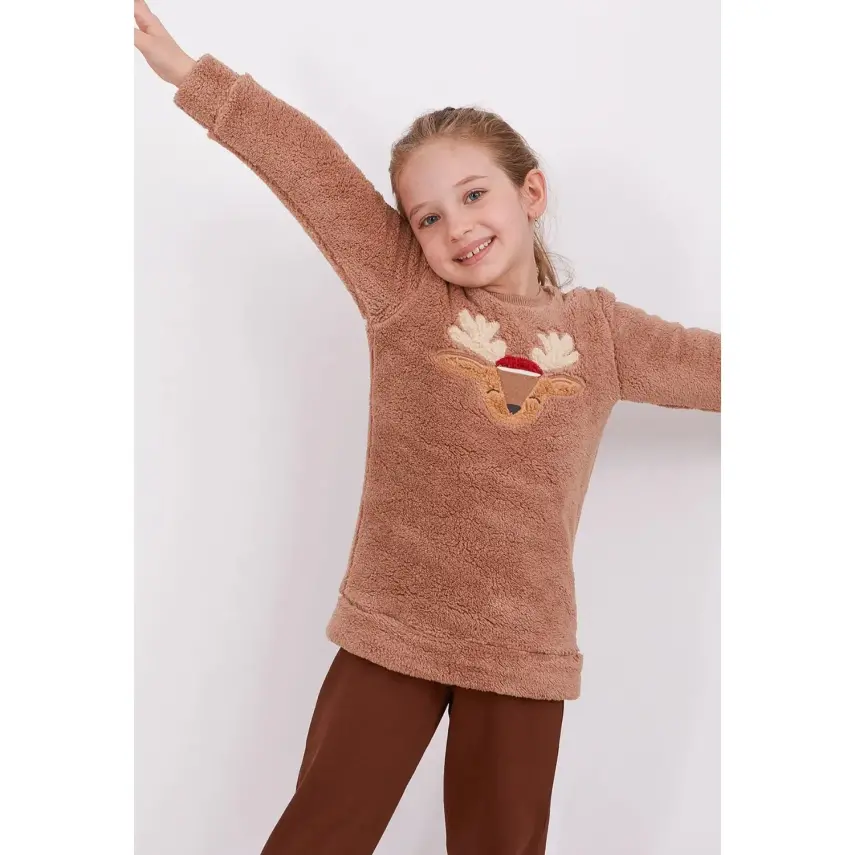 Arnetta Kız Pijama Takımı Sütlü Kahve - 14