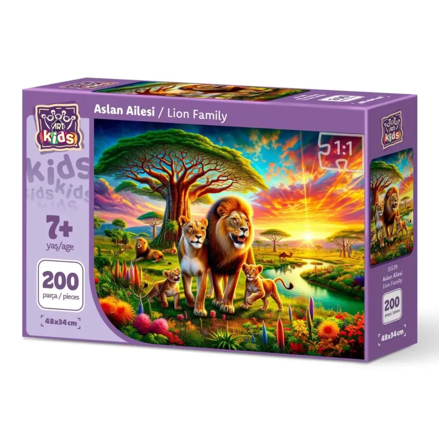 Art Çocuk Aslan Ailesi 200 Parça Puzzle - 1