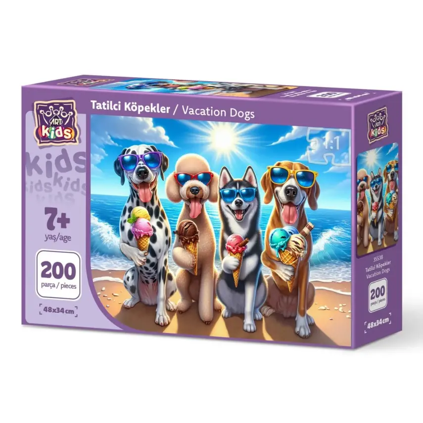 Art Çocuk Tatilci Köpekler 200 Parça Puzzle - 1