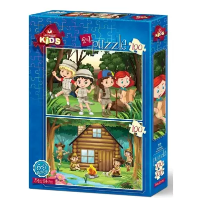 Art Kids İzci Kampı 2X100 Parça Puzzle