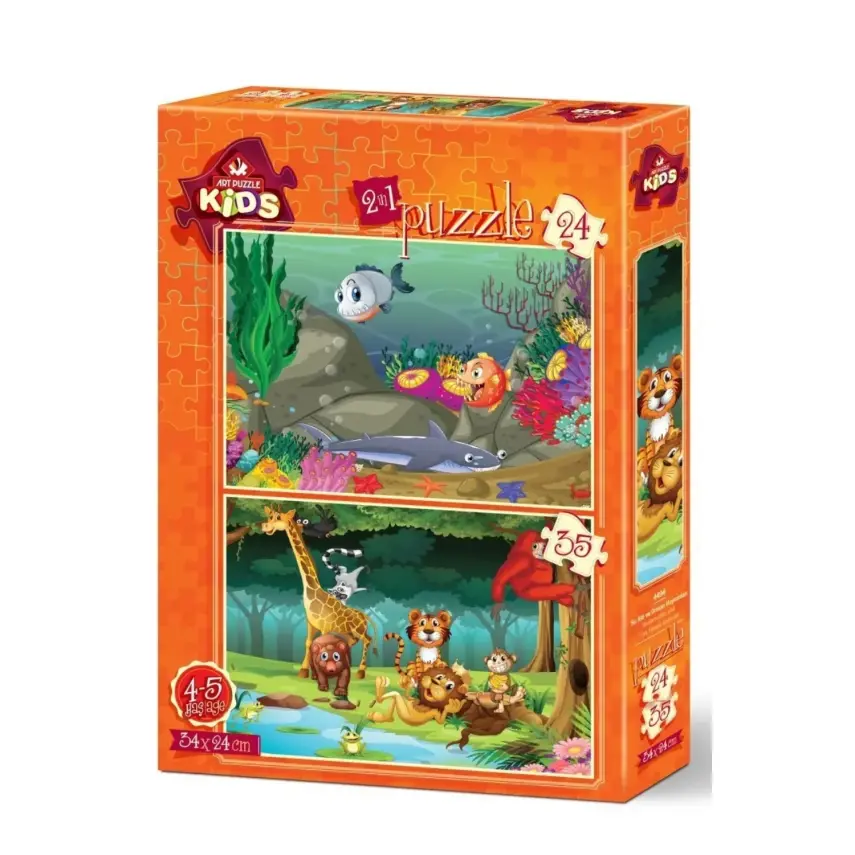 Art Kids Su Altı Ve Orman Hayvanları 24+35 Parça Puzzle - 1