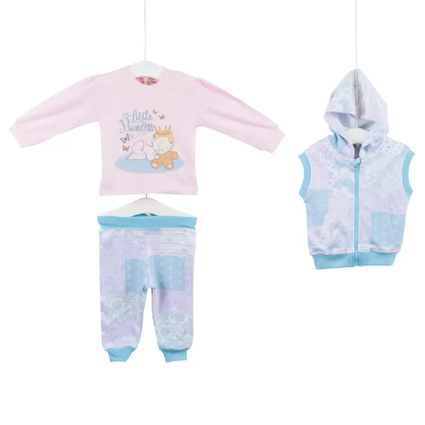 Aziz Bebe 3lü Takım Pembe - 1