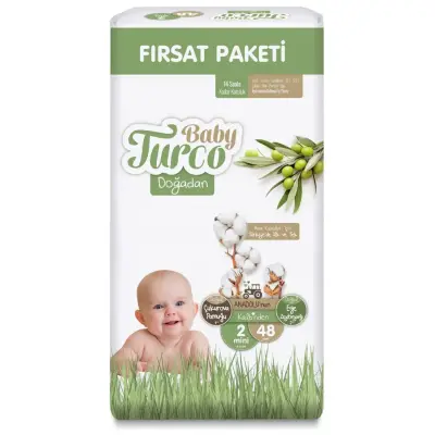 Baby Turco Doğadan Bebek Bezi 2 Beden Mini 48li Fırsat Paketi - 2