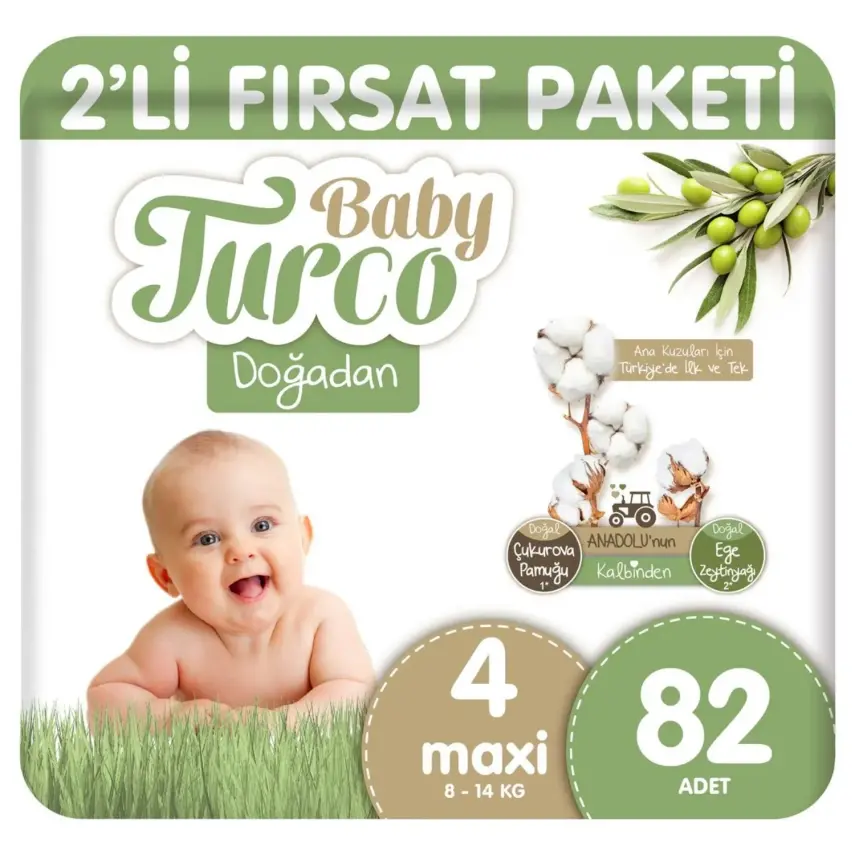 Baby Turco Doğadan Bebek Bezi 4 Beden Maxi 82li Fırsat Paketi - 2