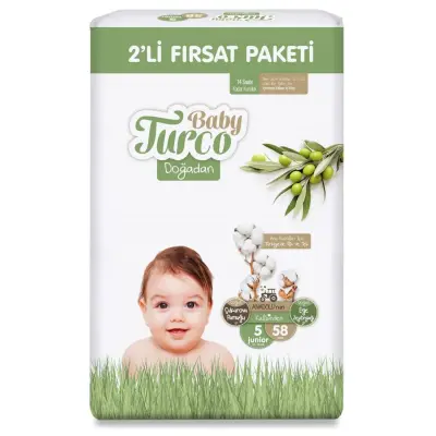 Baby Turco Doğadan Bebek Bezi 5 Beden Junior 58li Fırsat Paketi - 2
