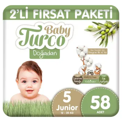 Baby Turco Doğadan Bebek Bezi 5 Beden Junior 58li Fırsat Paketi - 4