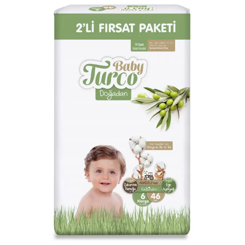 Baby Turco Doğadan Bebek Bezi 6 Beden XLarge 46lı Fırsat Paketi - 2