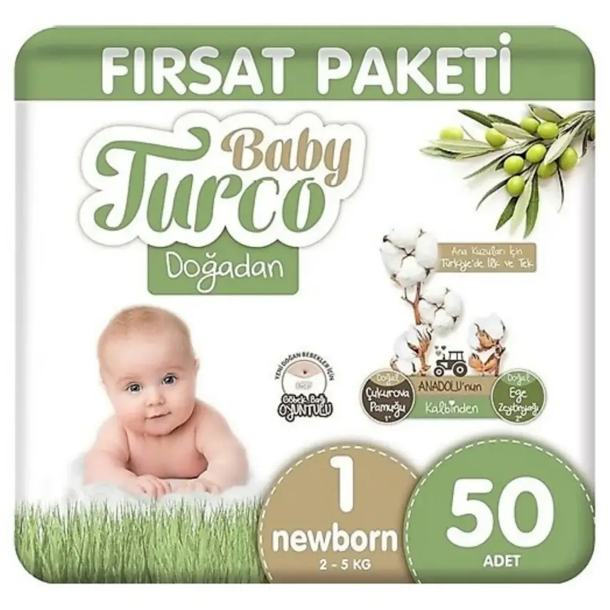 Baby Turco Doğadan Bebek Bezi Yenidoğan 50li Fırsat Paketi - 1