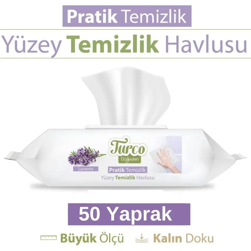 Baby Turco Doğadan Yer Temizlik Havlusu Lavanta 50li - 1
