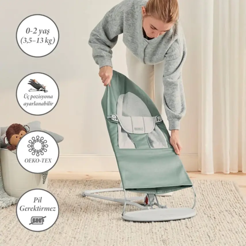 Babybjörn Balance Soft Ana Kucağı Woven Cotton Jersey Light Sage Green-Grey - 2