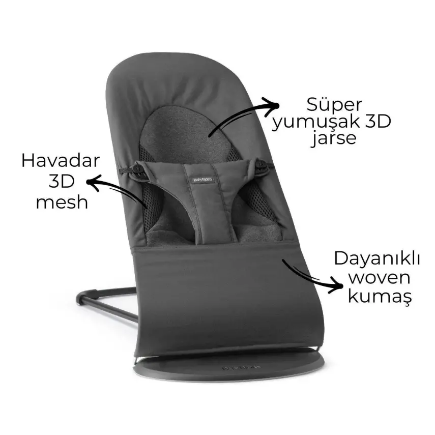 Babybjörn Balance Soft Ana Kucağı Woven Cotton Jersey Tri Fabric Dark Grey - 2