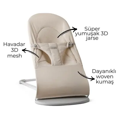 Babybjörn Balance Soft Ana Kucağı Woven Cotton Jersey Tri Fabric Light Beige - 4