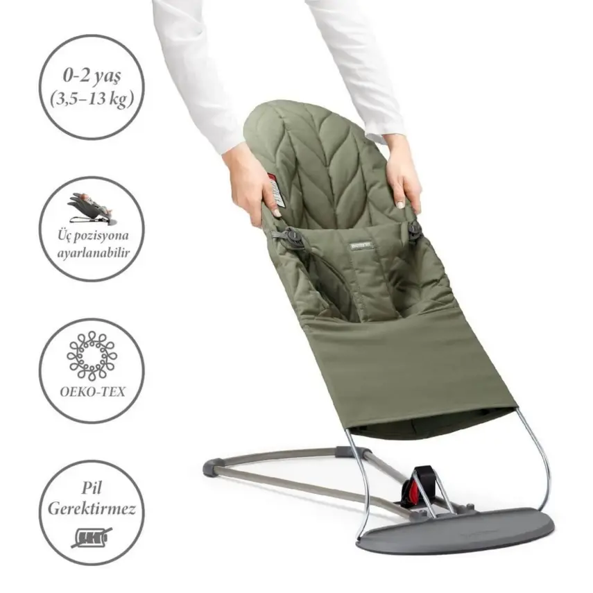 Babybjörn Bliss Ana Kucağı Woven Cotton Petal Dark Green - 5