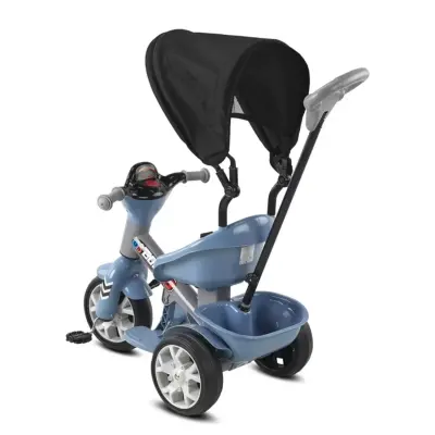 Babyhope Bobo Tenteli İtmeli Bisiklet Mavi-Gri - 3