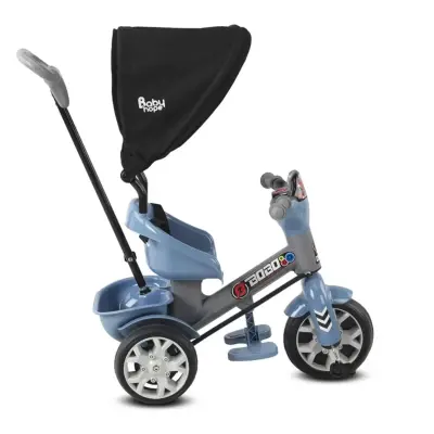 Babyhope Bobo Tenteli İtmeli Bisiklet Mavi-Gri - 2