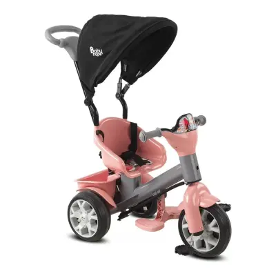 Babyhope Bobo Tenteli İtmeli Bisiklet Pembe-Gri - 2