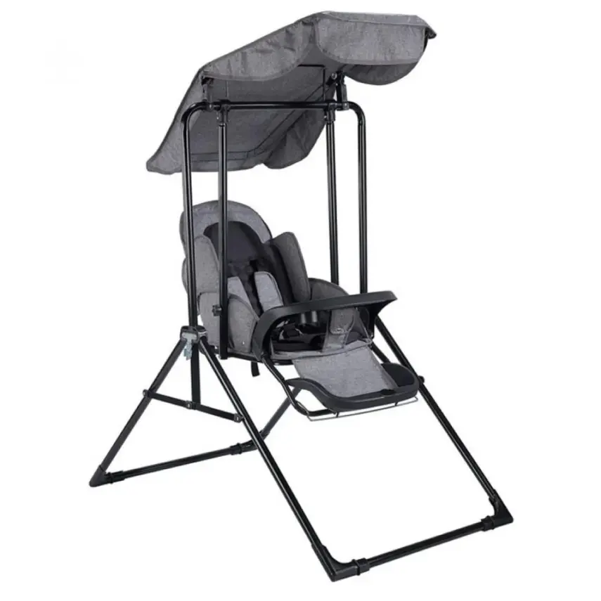 Babyhope Lüks Yatarlı Tepsili Salıncak Kırçıllı Gri - 1