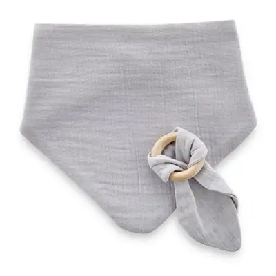 Babyjem Ahşap Diş Kaşıyıcılı Bürümcük Müslin Önlük Gri 