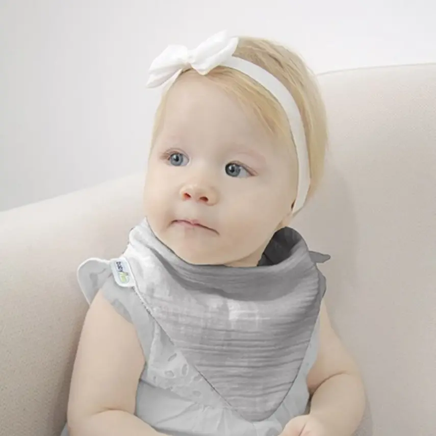 Babyjem Ahşap Diş Kaşıyıcılı Bürümcük Müslin Önlük Gri - 6