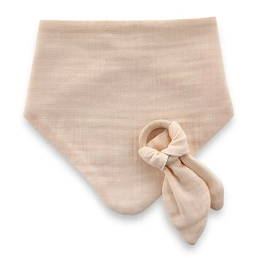 Babyjem Ahşap Diş Kaşıyıcılı Bürümcük Müslin Önlük Somon - 1