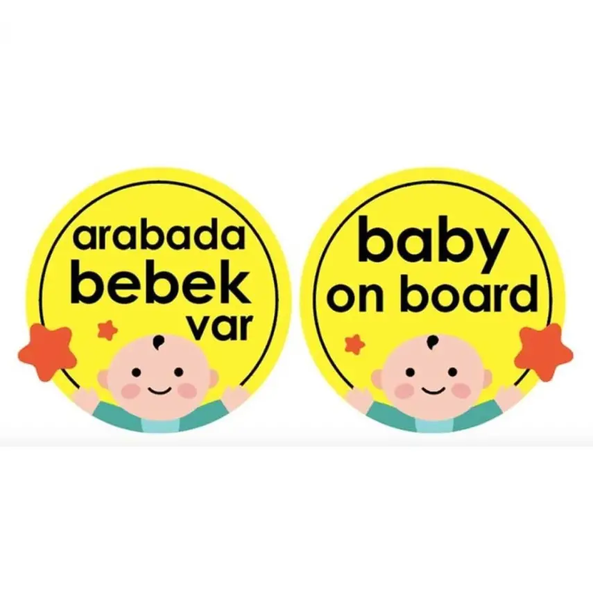 Babyjem Arabada Bebek Var Sarı - 2