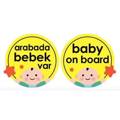 Babyjem Arabada Bebek Var Sarı 
