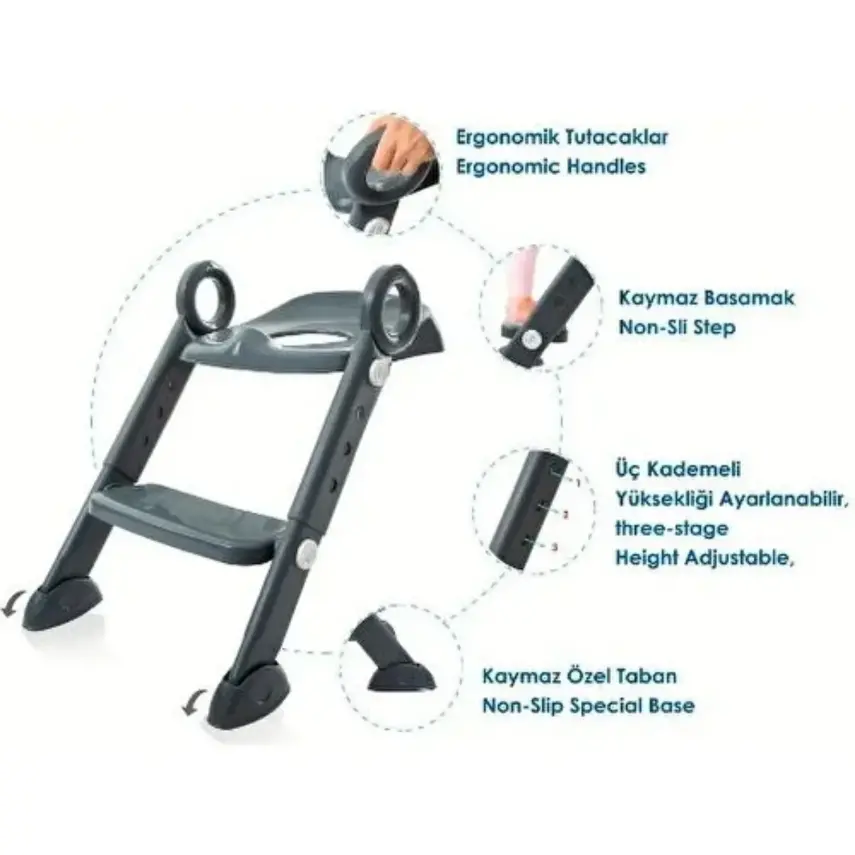 Babyjem Basamaklı ve Katlanır Klozet Adaptörü Beyaz - 5