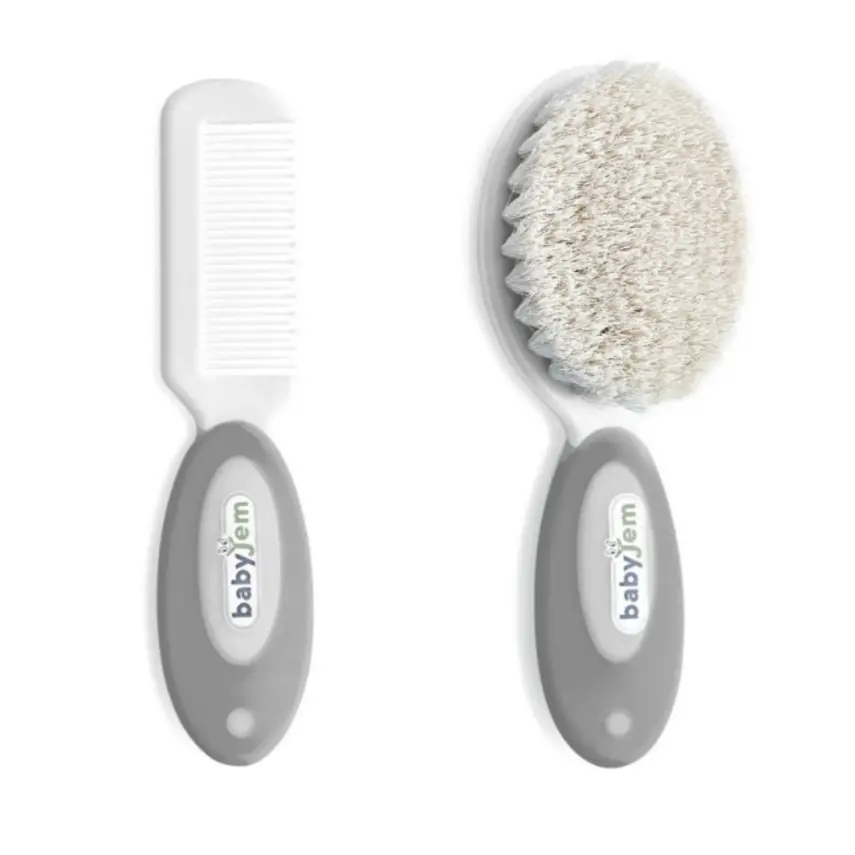 Babyjem Doğal Kıl Fırça Tarak Seti Gri - 1