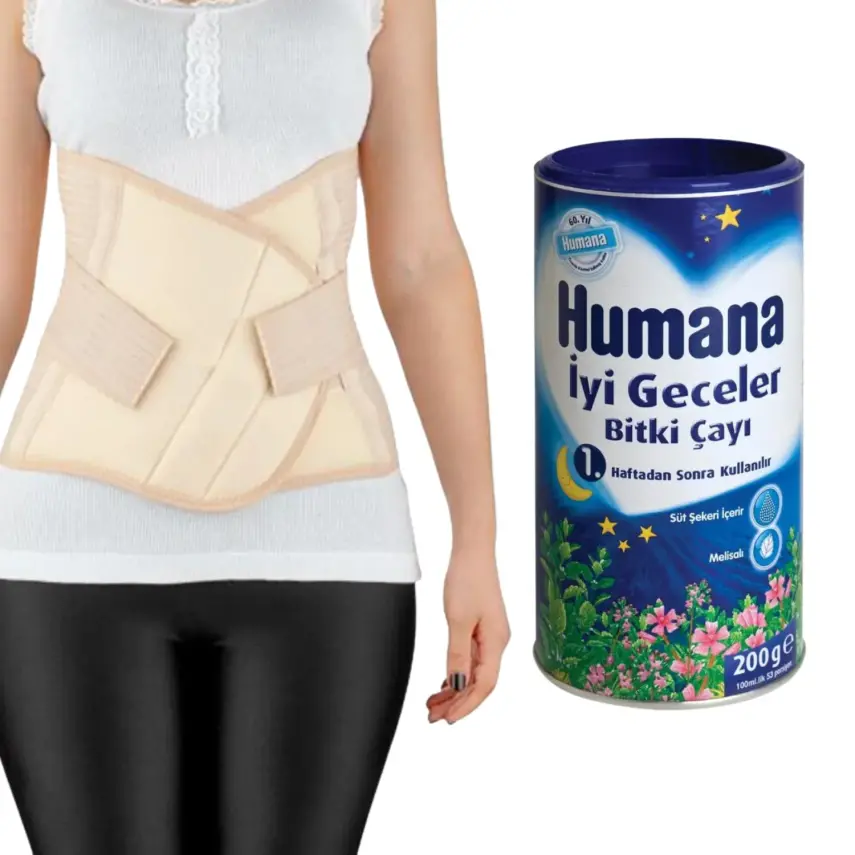 Babyjem Doğum Sonrası Balenli Toparlayıcı Korse Krem+Humana İyi Geceler Çayı 200 gr  - 1