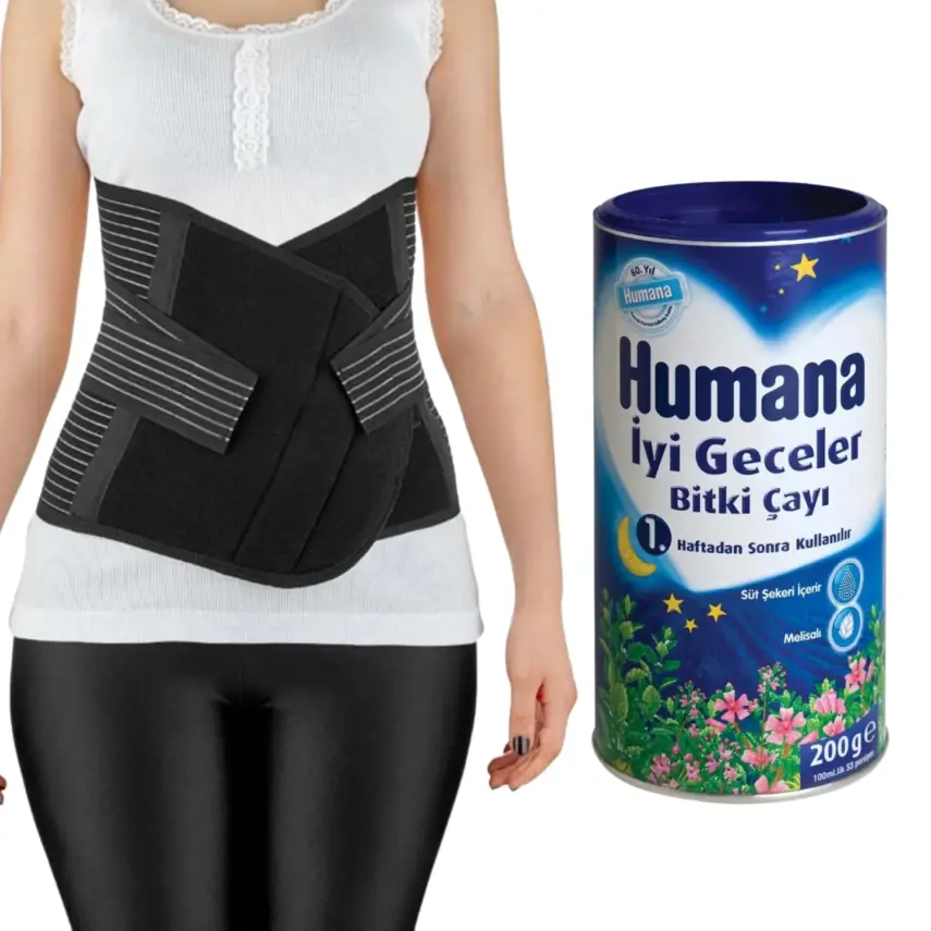 Babyjem Doğum Sonrası Balenli Toparlayıcı Korse Siyah + Humana İyi Geceler Çayı 200 gr - 1