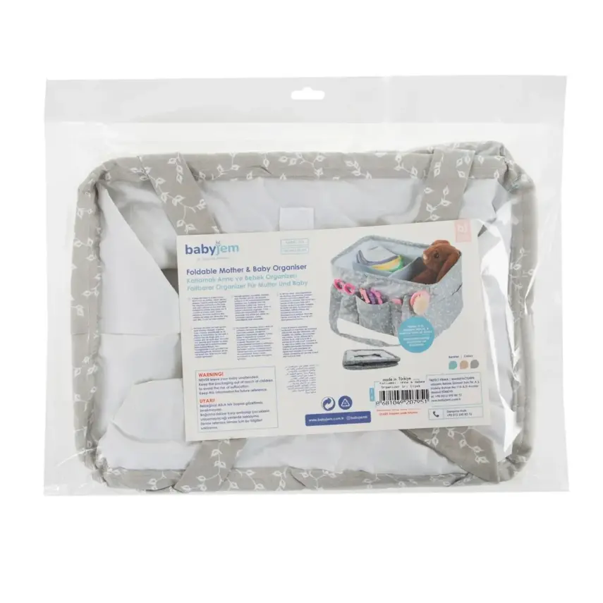 Babyjem Katlamalı Anne ve Bebek Organizer Gri Çiçek - 2