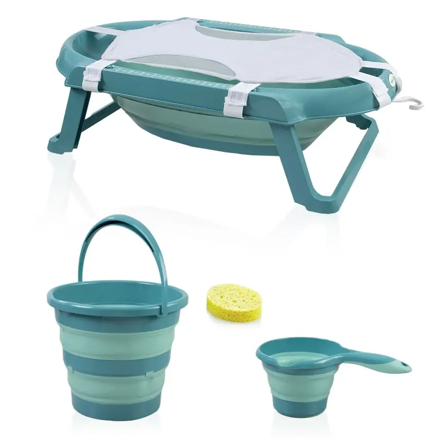 Babyjem Katlanır Banyo Seti 5li Yeni Turkuaz  - 1