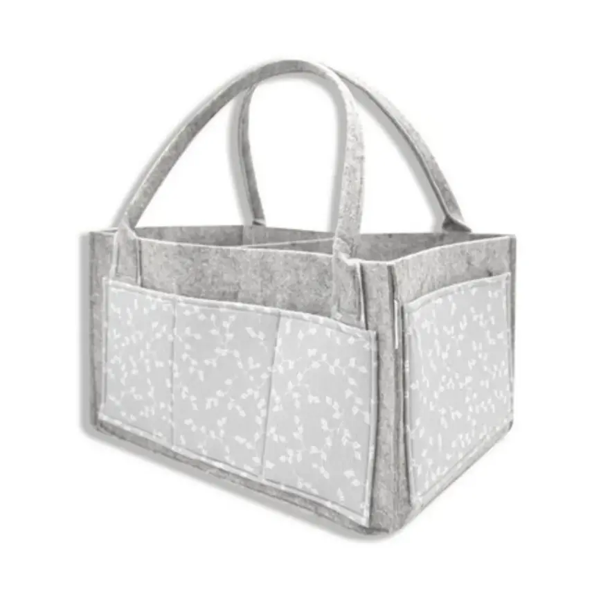 Babyjem Keçe Anne Bebek Bakım Çantası Düzenleyici Organizer Gri Çiçek - 1