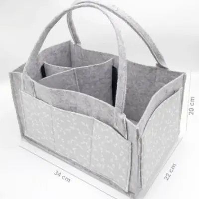 Babyjem Keçe Anne Bebek Bakım Çantası Düzenleyici Organizer Gri Çiçek - 4