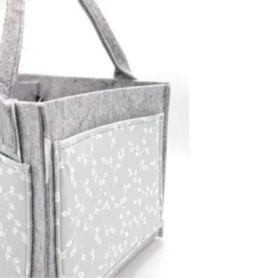 Babyjem Keçe Anne Bebek Bakım Çantası Düzenleyici Organizer Gri Çiçek - 2