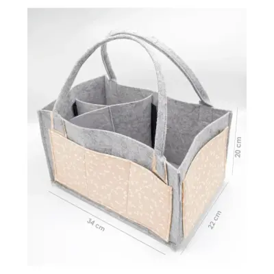 Babyjem Keçe Anne Bebek Bakım Çantası Düzenleyici Organizer Somon Çiçek  - 2