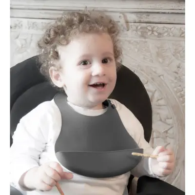 Babyjem Mini Silikon Önlük Gri - 4