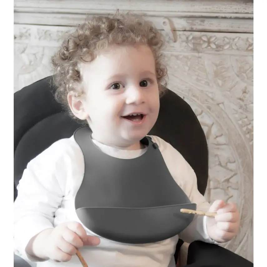 Babyjem Mini Silikon Önlük Gri - 4