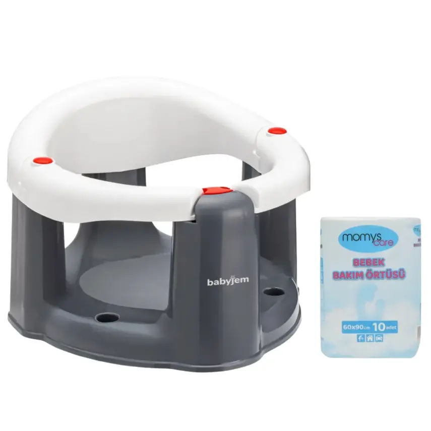 Babyjem Önden Açılır Bebek Banyo&Mama Oturağı Beyaz + Momys Care Bebek Bakım Örtüsü 60*90 cm 10lu - 1