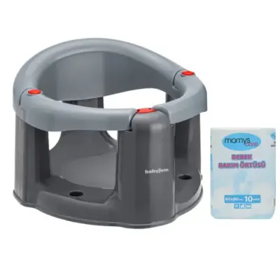 Babyjem Önden Açılır Bebek Banyo&Mama Oturağı Gri + Momys Care Bebek Bakım Örtüsü 60*90 cm 10lu