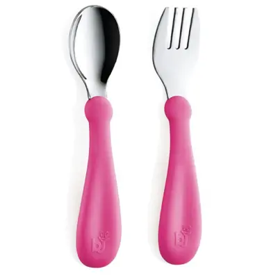 Babyjem Paslanmaz Çelik Çatal Kaşık Seti Pembe 