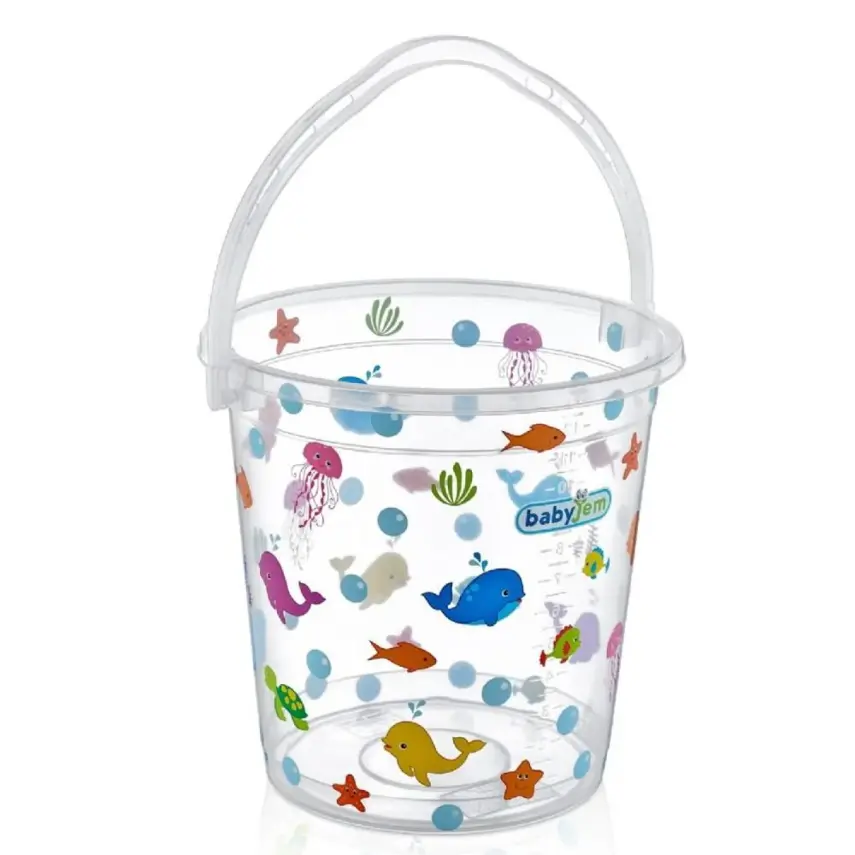 Babyjem Şeffaf Desenli Bebek Banyo Seti 6 Parça Termometreli Beyaz - 3