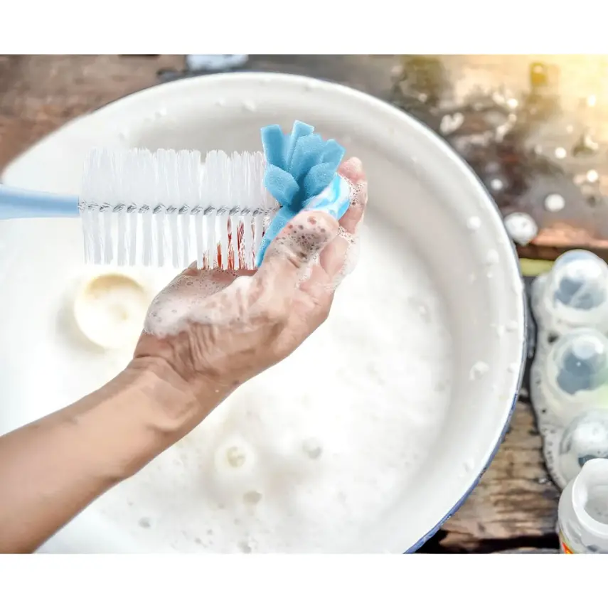 Babyjem Süngerli Biberon Temizleme Fırçası Mavi - 2