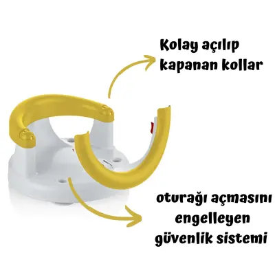 Babyjem Yandan Açılır Bebek Banyo&Mama Oturağı Sarı - 3