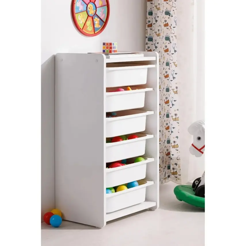 Babywhen Oyuncak Dolabı Raflı Beyaz - 1