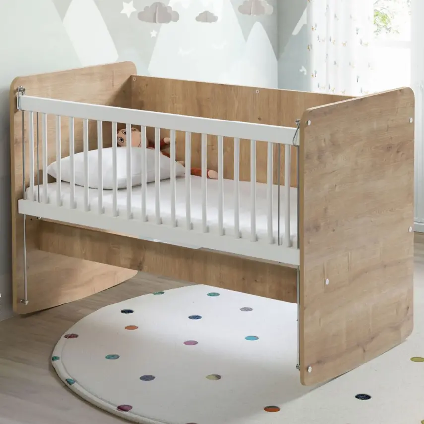 Babywhen Pratik Sallanır Anne Yanı Bebek Beşik 60x120 cm Ahşap - 2