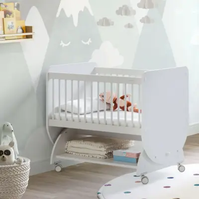 Babywhen Pratik Sallanır Bebek Sepet Beşik 50x90cm Beyaz - 5